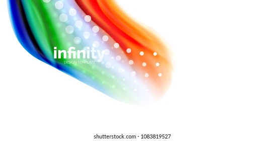 Vector flowing liqiud colors isolated on white, wave abstract background template