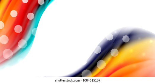 Vector flowing liqiud colors isolated on white, wave abstract background template