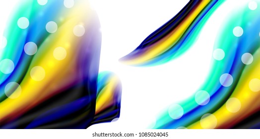 Vector que fluye colores liqiud aislados en una plantilla de fondo abstracta de onda blanca