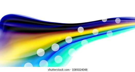 Vector flowing liqiud colors isolated on white, wave abstract background template