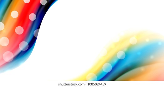 Vector que fluye colores liqiud aislados en una plantilla de fondo abstracta de onda blanca