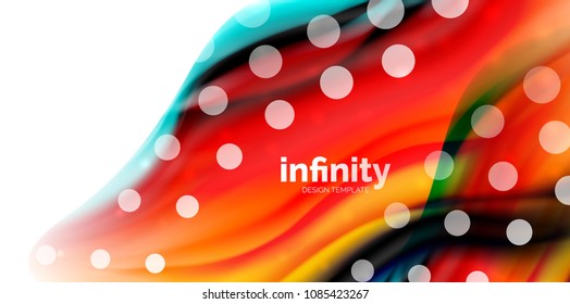 Vector flowing liqiud colors isolated on white, wave abstract background template