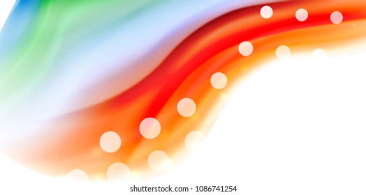 Vector flowing liqiud colors isolated on white, wave abstract background template