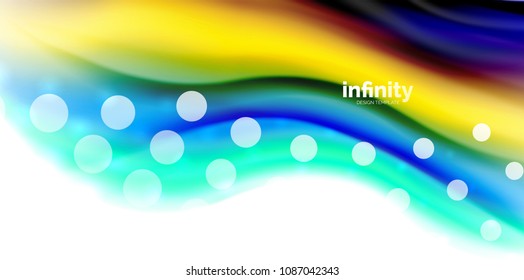 Vector flowing liqiud colors isolated on white, wave abstract background template