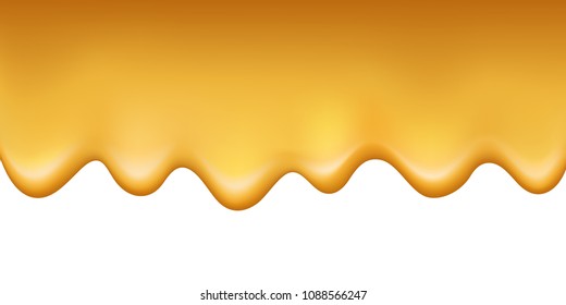 Vector flowing shiny honey cream texture border isolated on white background