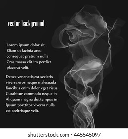 Vector, flowing,gray, waves of smoke on a black background