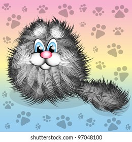 vector fluffy cat. eps 10