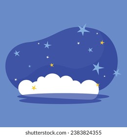 Image vectorielle scène nocturne nuageuse avec étoiles.