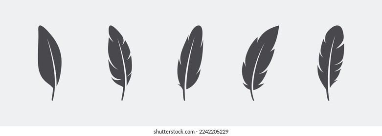 Vektor Fluffy Feather Silhouette Symbol Set einzeln. Design Vorlage von Flamingo, Angel, Vogel Federn. Leichtigkeit, Freiheitskonzept