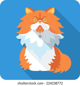 Vector fluffy Persian Cat icon flat design 