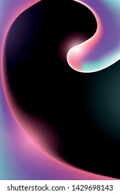 Vector fluid art poster illustration. Colorful liquid gradient. Modern dark background design template for web, banner, presentation. Future geometric patterns. Yin and yang inspiration.