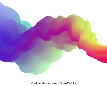 Vector fluid background with colored paint splash in water. Abstract flowing wave shape in rainbow colors. Liquid futuristic graphic design for brochure, banner, poster, cover, flyer, business cards.