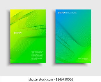 Vector fluid color covers set. Broshure with a gradient shape. Multicolored technology background