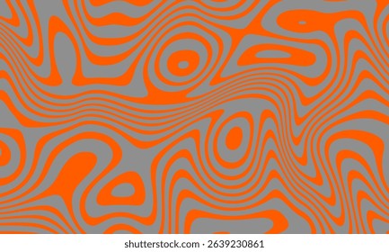 Vector fluid curved lines pattern. Abstract background, dynamical ripple surface, 3D effect, groovy texture. Modern retro fashion style. Trendy organic geo design