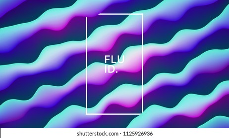 Vector Fluid Design Blue Abstract Background. Digital 3D Conceptual Contemporary Generative Art Illustration. Dynamic Motion Liquid Bright Shapes Flow Effect Wallpaper