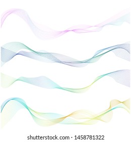 Vector of fluid elements with wavy lines for print and website design.Set.Isolated on white background

