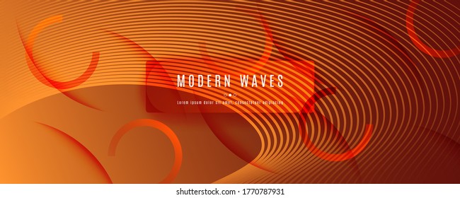 Vector Fluid Flow. Orange Dynamic Wallpaper. 3d Abstract Line. Technology Brochure. Yellow Fluid Flow. Curve Vibrant Layout. Abstract Illustration. Minimal Poster. Futuristic Fluid Flow.