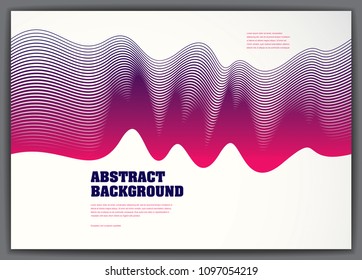 Vector fluid flow wavy abstract background. 3d colorful gradient motion art. Lined texture, dynamic surface, curve lines, flow shape.