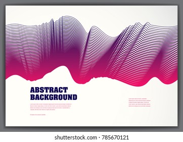Vector fluid flow wavy abstract background. 3d colorful gradient motion art. Lined texture, dynamic surface, curve lines, flow shape.