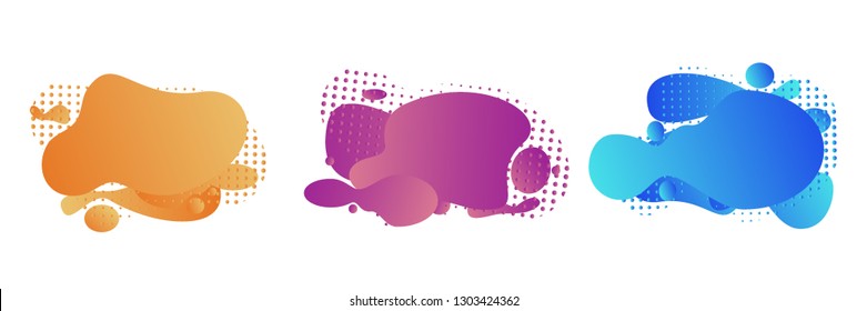 Vector fluid gradient liquid abstract geometric shapes. Isolated on white background. Eps10.