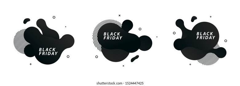Vector fluid isolated abstract geometric Black Friday gradient shapes for modern website and graphic design on the white background. Concept of dynamic composition and sale holidays.