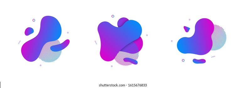 Vector fluid isolated abstract geometric blue and purple gradient shapes for modern website and graphic design on the white background. Concept of dynamic composition and liquid color element.