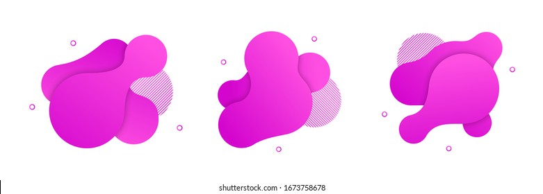 Vector fluid isolated abstract geometric pink gradient shapes for modern website and graphic design on the white background. Concept of dynamic composition and liquid color element.