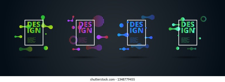 Vector fluid for text Vector graphics for hipsters. dynamic frame stylish geometric black background. element for design business cards, invitations, gift cards, flyers, brochures and landing page