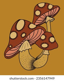 Vector fly agaric fungi isolated on a plain background 