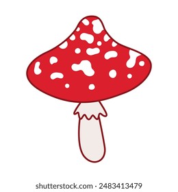 Vector fly agaric. Hand drawn illustration. Red poisonous mushroom. Isolated object on white background.