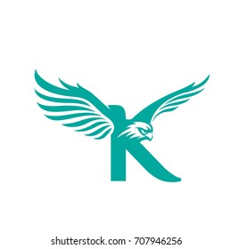 Vector Fly Eagle Aqua Letter K Logo