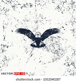 vector fly eagle silhouette on grunge background