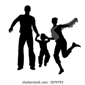 vector fly happy family