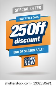 Vector Flyer A5 template. Discount 25% off. Special Offer. End of season sale. 