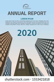 Vector flyer, anuual report, corporate business, brochure design and cover presentation with perspective building city