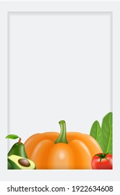Vector flyer banner card template with vegetables for design. Vector illustration