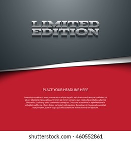 Vector flyer or banner design template. 3d headline "Limited Edition"