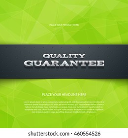Vector flyer or banner design template. 3d headline "Quality Guarantee"
