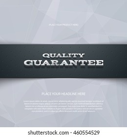Vector flyer or banner design template. 3d headline "Quality Guarantee"