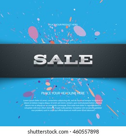 Vector flyer or banner design template with 3d headline "Sale"