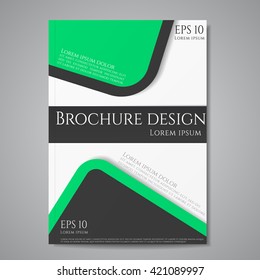 Vector flyer brochure design geometric template abstract. Spring green and black color.