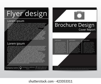 Vector flyer brochure design geometric template abstract. White black color. Minimalistic technology style. A4 size.