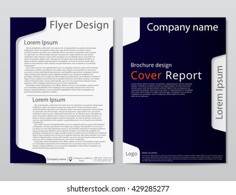 Vector flyer brochure design geometric template abstract. Material style. Dark blue white color. 