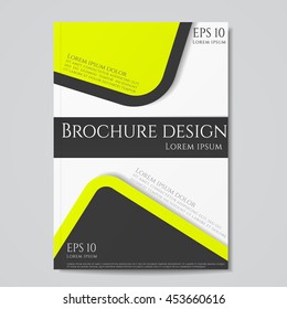 Vector flyer brochure design geometric template abstract. Black yellow color.