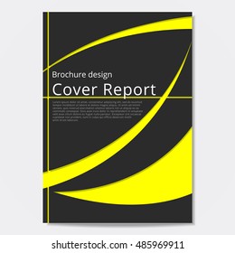 Vector flyer brochure design geometric template abstract. Black yellow color.