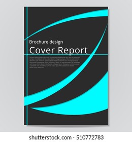Vector flyer brochure design geometric template abstract. Black blue color.