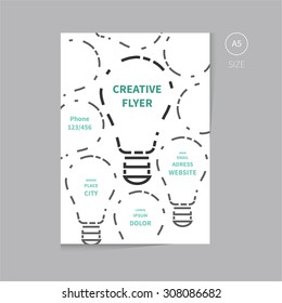 Vector flyer brochure design template size a5 / Creative and modern brochure flyer design with bulbs concept in pink color.