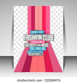 Vector Flyer, brochure Template for Fashion club can be use for publishing, print and presentation.