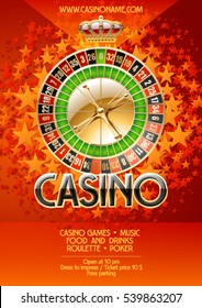 Vector flyer for casino party with orange stars