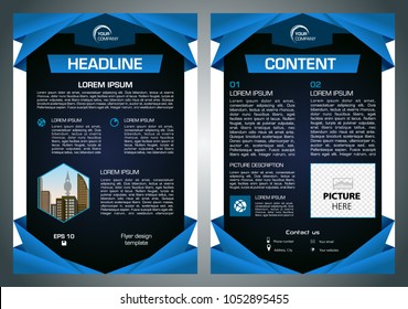 Vector flyer, corporate business, annual report, brochure design and cover presentation with blue traingle